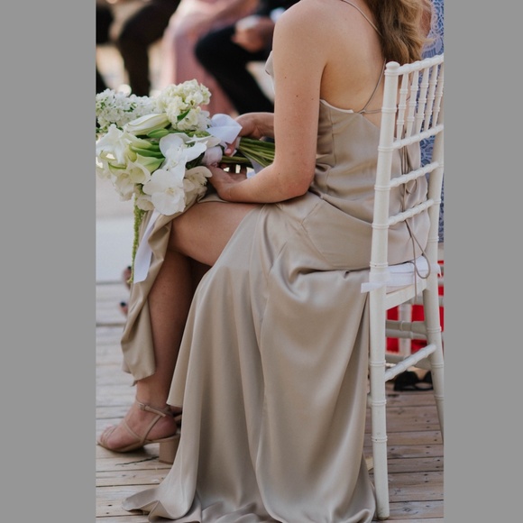 Birdy Grey Matte Satin Champagne Dress - Picture 3 of 5